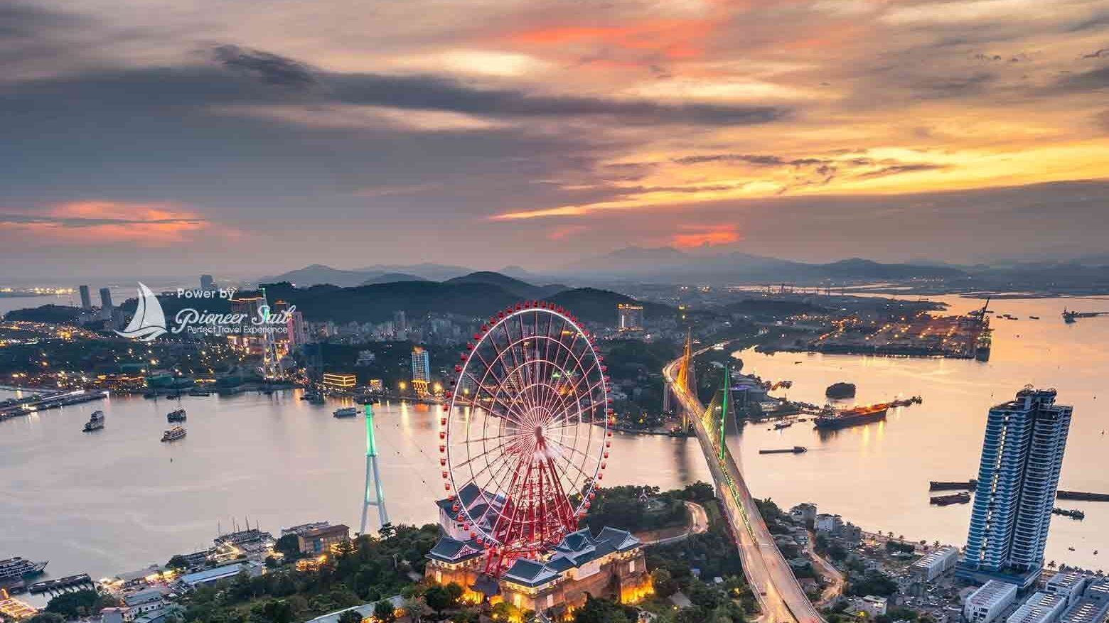 Bai Chay Bridge In Ha Long City Quang Ninh Province Vietnam In Sunset